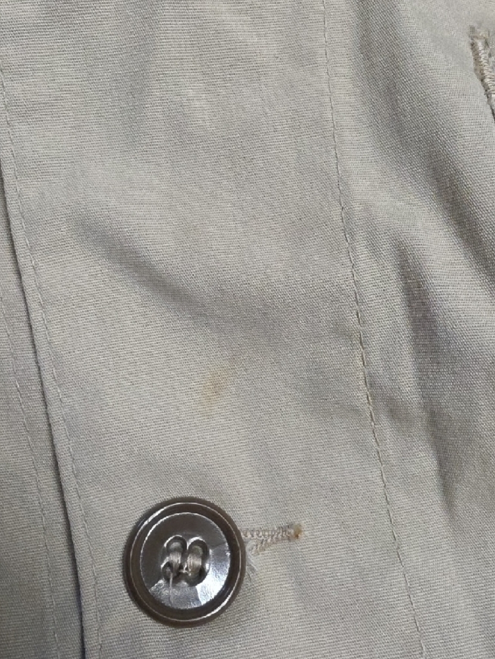 Men's Lightweight Beige Shirt Jacket with Brown Elbow Patch - Picture 4 of 5
